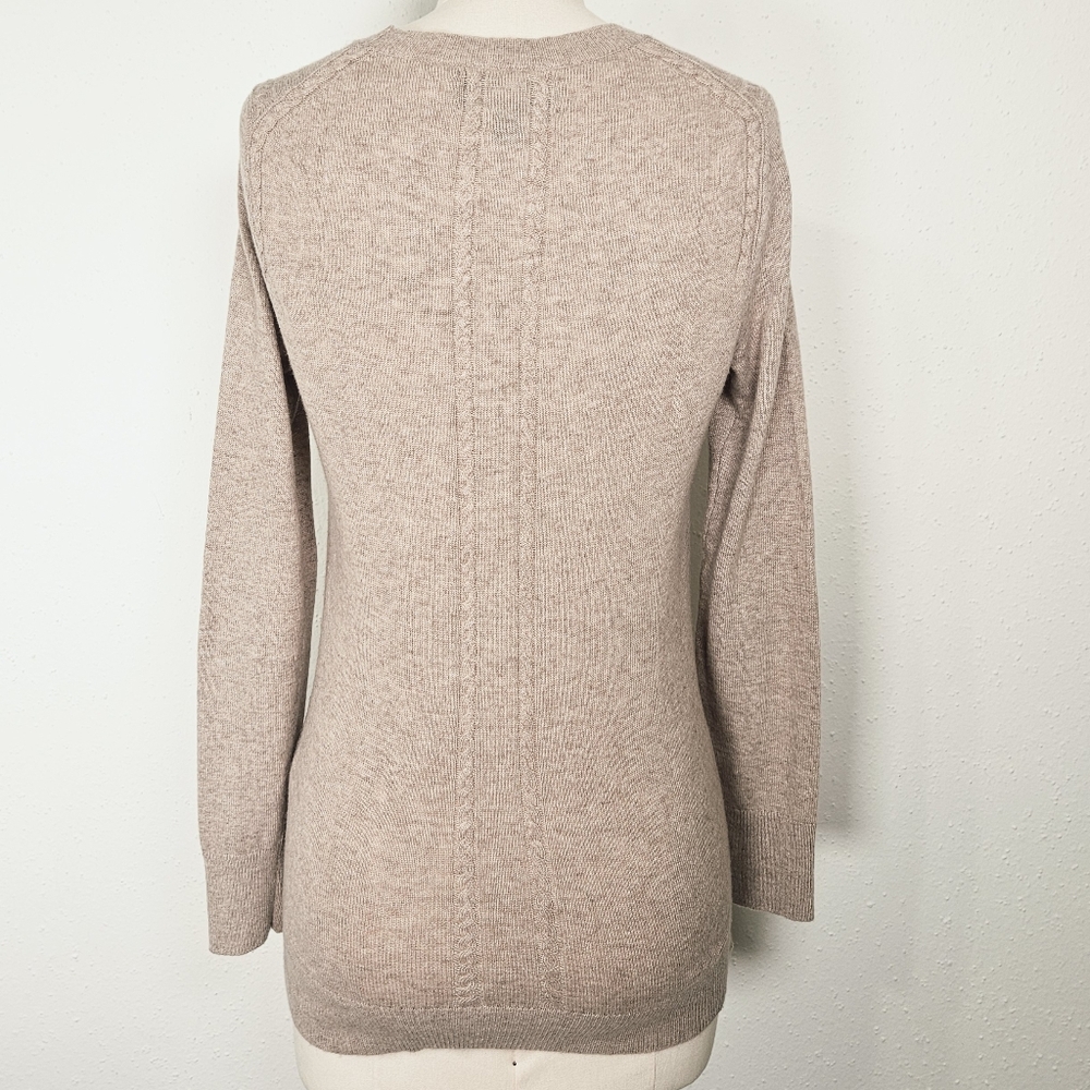 Banana Republic Italian Wool Cashmere Blend Rope Trim Sweater XS Beige - Picture 3 of 11